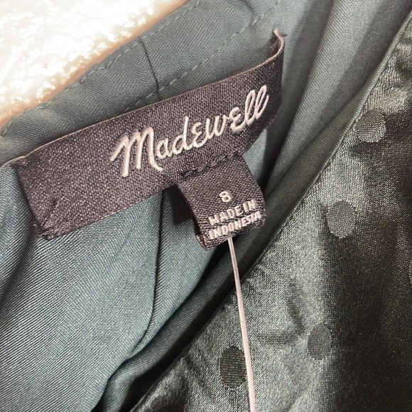 NEW Madewell 100% Silk One Shoulder Ruffle Dress sz 8 Green - Picture 5 of 8